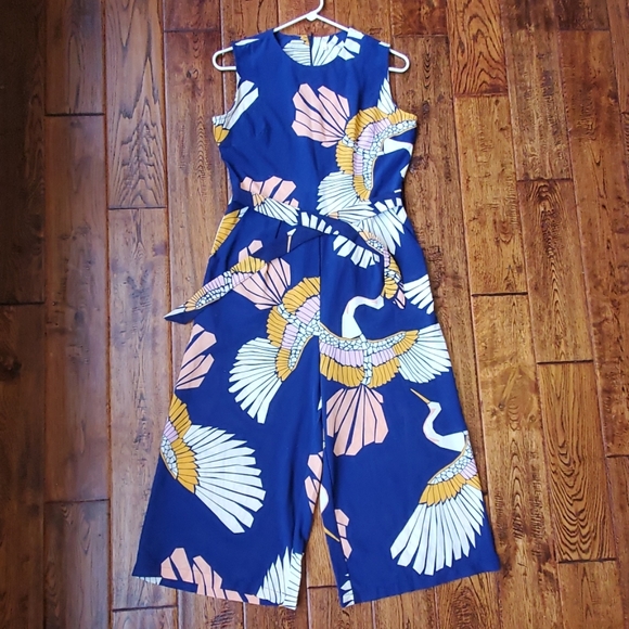 crane print jumpsuit